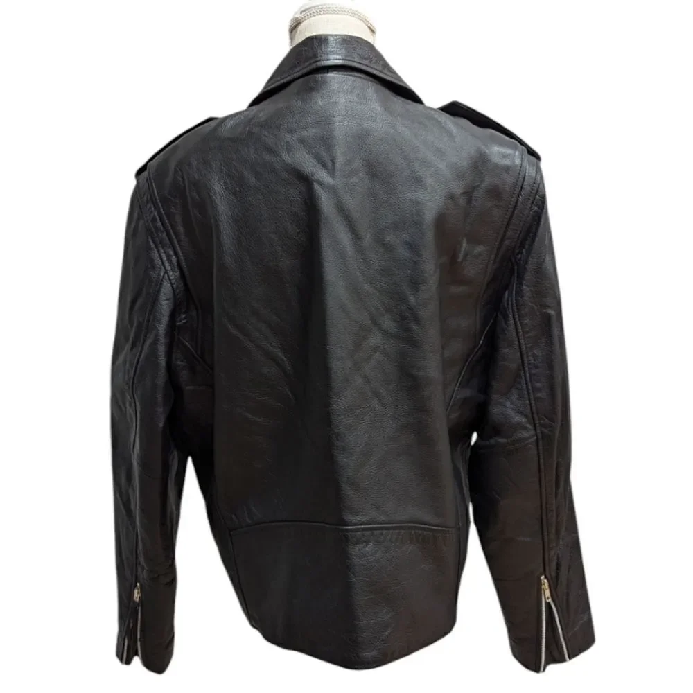 FMC Men's 48 Motorcycle Biker Jacket 100% Leather in Black